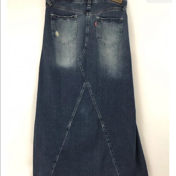 Levi's Red Tab Juniors Womens Size 7 Boho Hippie Prairie Denim Maxi Jean Skirt - Picture 5 of 8